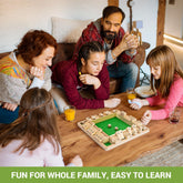 Wooden Shut The Box Game (2-4 Players) - Large 4 Sided Board, 8 Dice, Rules - Amusing Addition Game for Kids & Adults, 12 Inch